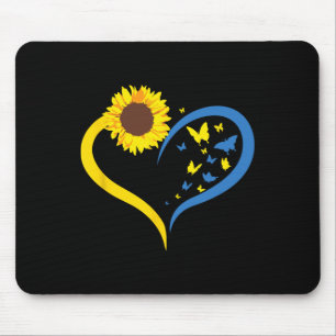 Womens Sunflower Love Heart I Stand With Ukraine B Mouse Pad