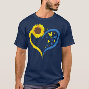 Womens Sunflower Love Heart I Stand With Ukraine B T-Shirt