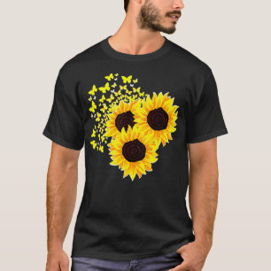 Womens Sunflower Lovers Butterflies Lepidoptera T-Shirt