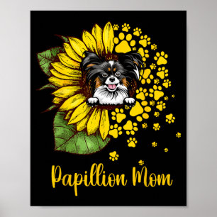 Womens Sunflower Papillion Mum Dog Lover Poster