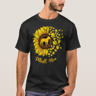Womens Sunflower Pitbull Mum Dog Lover T-Shirt