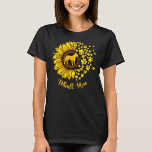 Womens Sunflower Pitbull Mum Dog Lover T-Shirt