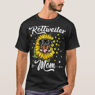 Womens Sunflower Rottweiler Mum Dog Lover Gift T-Shirt