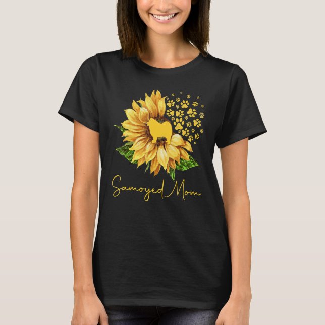Womens Sunflower Samoyed Mum Dog T-Shirt (Front)