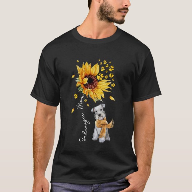 Womens Sunflower Schnauzer Mum Dog Lover T-Shirt (Front)
