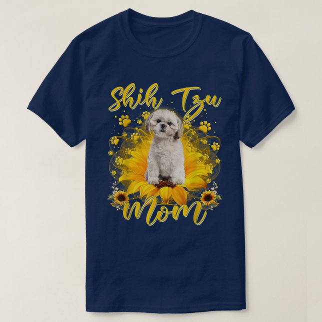 Womens Sunflower Shih Tzu Mum Dog Lover Mother's D T-Shirt (Design Front)