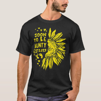 Womens Sunflower Soon To Be Aunty 2021 Baby Announ T-Shirt
