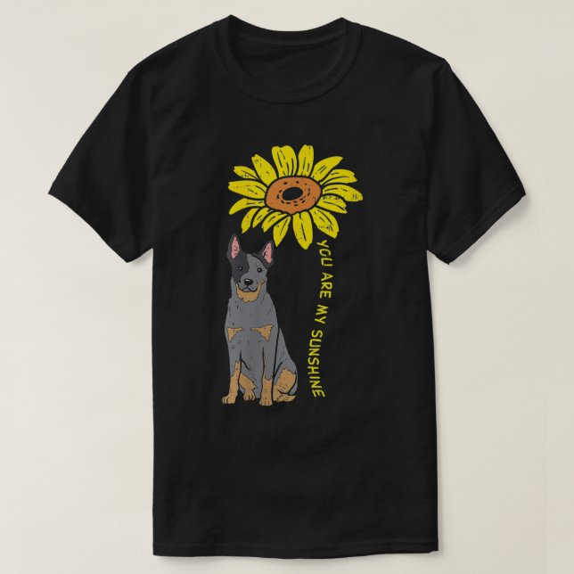 Womens Sunflower Sunshine Heeler Animal Blue Red C T-Shirt (Design Front)