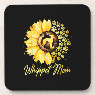 Womens Sunflower Whippet Mum Dog Lover Gift Coaster