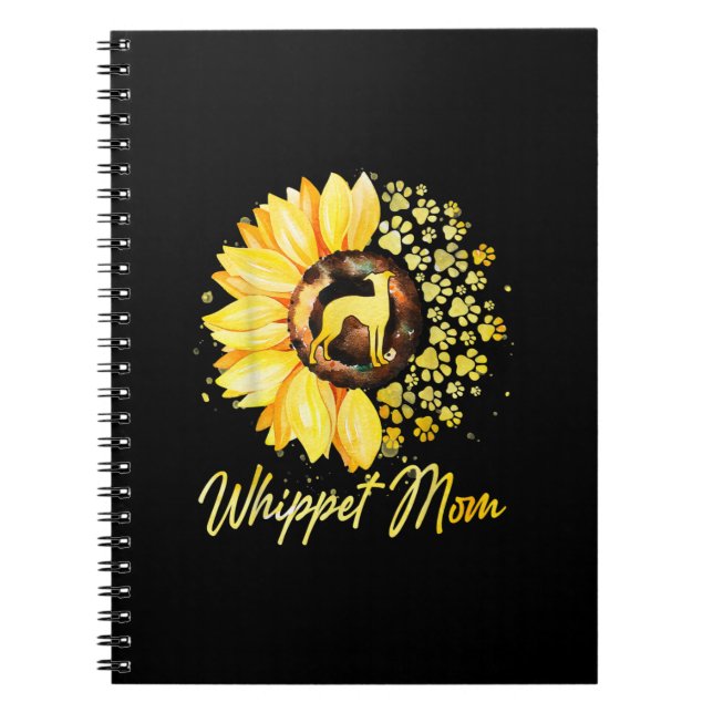Womens Sunflower Whippet Mum Dog Lover Gift Notebook (Front)