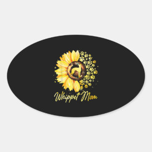 Womens Sunflower Whippet Mum Dog Lover Gift Oval Sticker