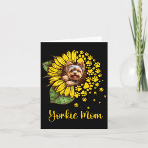 Womens Sunflower Yorkie Mom Dog Lover  Card