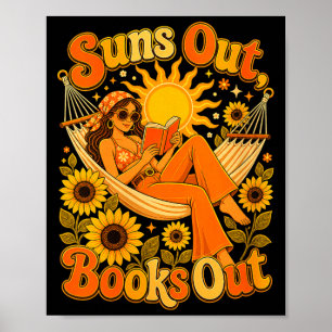 Women's suns out books out reading summer vacation poster