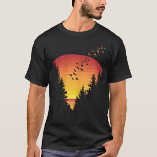 Womens Sunset Forest Nature Pine Tree Camping Summ T-Shirt