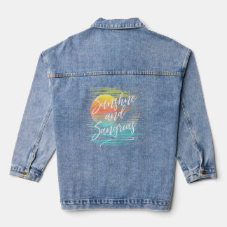 Womens Sunshine Sangrias Casual Relaxing Fun Summe Denim Jacket