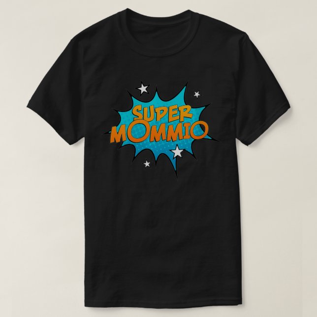 Womens Super Papa & Mommio Funny Tee (Design Front)