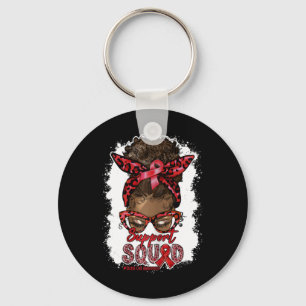 Womens Support Squad Afro Messy Bun Leopard Sickle Key Ring