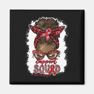 Womens Support Squad Afro Messy Bun Leopard Sickle Magnet