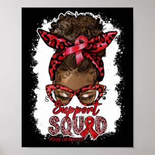 Womens Support Squad Afro Messy Bun Leopard Sickle Poster