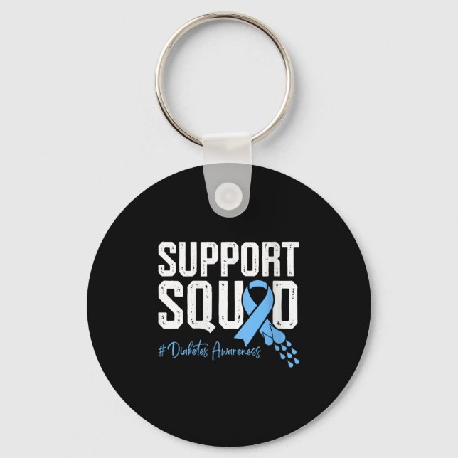 Womens Support Squad Diabetes Awareness V-neck  Key Ring (Front)