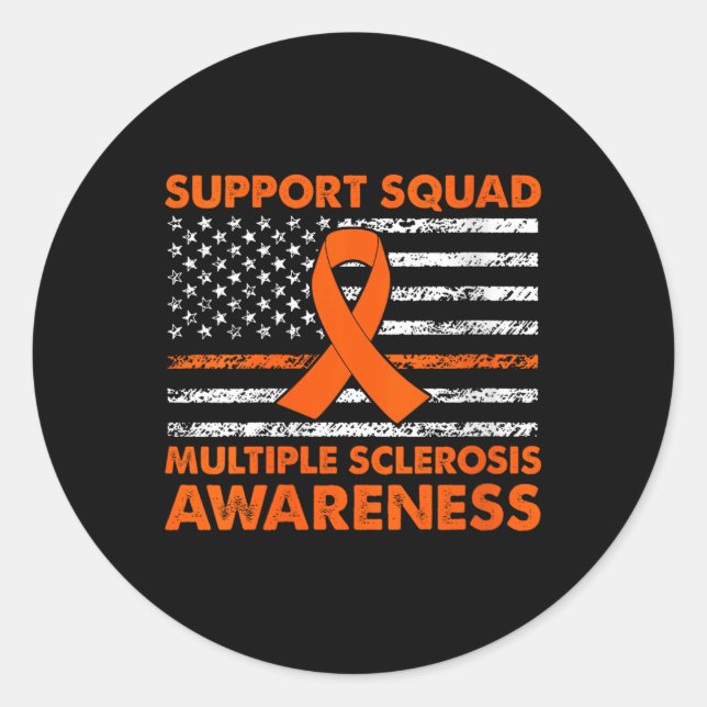 Womens Support Squad Multiple Sclerosis Awareness  Classic Round Sticker (Front)