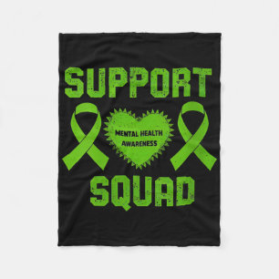 Womens Support Squad Sunflower Hair Mental Health Fleece Blanket