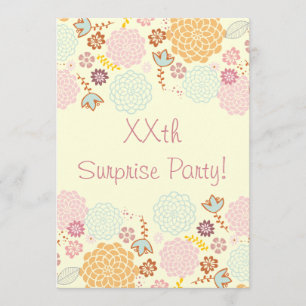 Womens' Suprise Birthday Party Fancy Modern Floral Invitation