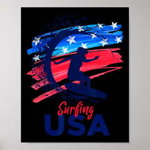 Womens Surfing Usa Support The Team Shirt Usa Flag Poster