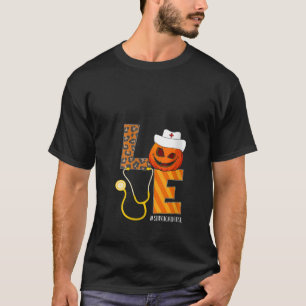 Womens Surgical Nurse Halloween Pumpkin Leopard Lo T-Shirt