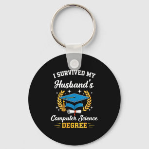 Womens survived husband's computer science degree key ring