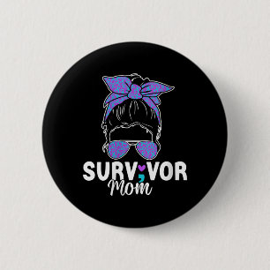 Womens Survivor Mom - Semicolon Prevention 6 Cm Round Badge