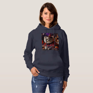 Women's sweatshirt with a print of a white Pomeran