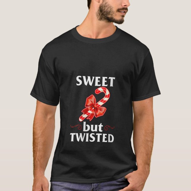 Womens Sweet But Twisted Merry Christmas Candy Can T-Shirt (Front)