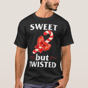 Womens Sweet But Twisted Merry Christmas Candy Can T-Shirt
