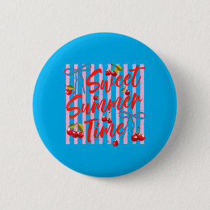 Womens Sweet Summer Time Cute Cherry Coquette 6 Cm Round Badge