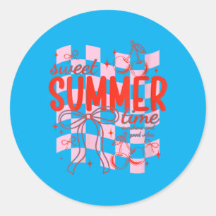 Womens Sweet Summer Time Retro Coquette Summer Classic Round Sticker