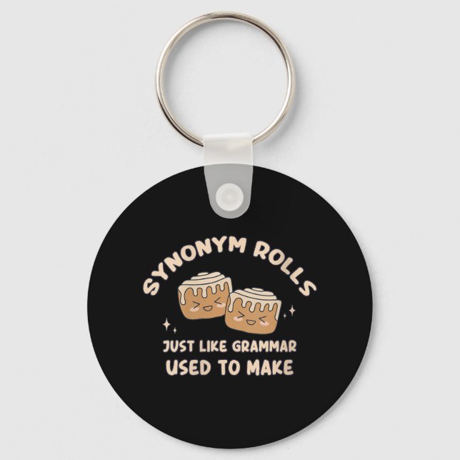 Womens Synonym Rolls Joke Cinnamon Rolls Grammar P Key Ring (Front)