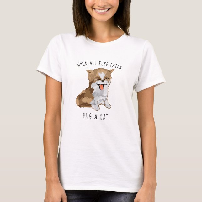 Women's T-Shirt Dog Hug a Cat! Furry Kitten (Front)