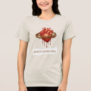 Women's T-shirt Jesus Sacrifice on the Cross Tri-Blend Shirt