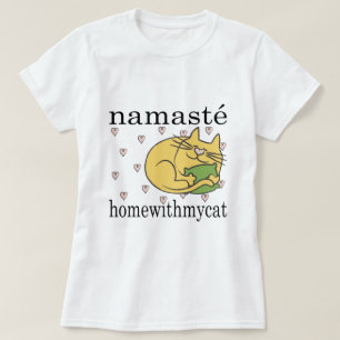 Women's T-Shirt Namaste Home With CAT Pink Hearts