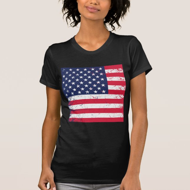 Women's T-Shirt-Patriotic Flag Star T-Shirt (Front)