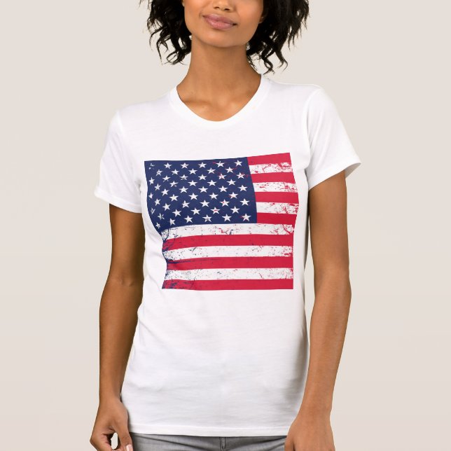 Women's T-Shirt-Patriotic Flag Star T-Shirt (Front)