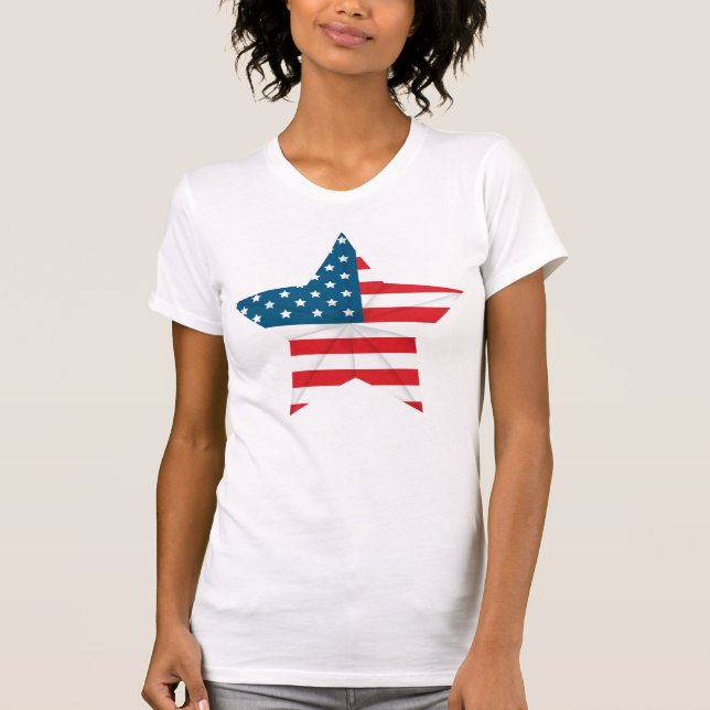 Women's T-Shirt-Patriotic Flag Star T-Shirt (Front)