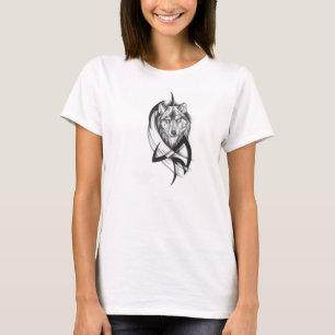 Womens T-shirt With Tribal Wolf