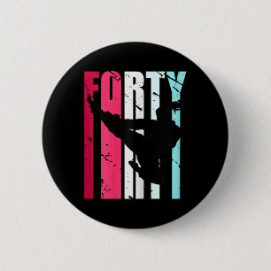 Womens Taekwondo 40th Birthday Martial Arts Karate 6 Cm Round Badge