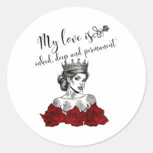 Womens Tattooed Single Woman Inked Woman For Anti  Classic Round Sticker
