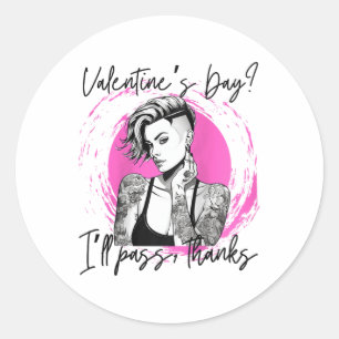 Womens Tattooed Single Woman Inked Woman For Anti Classic Round Sticker
