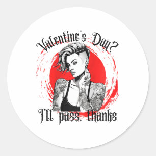 Womens Tattooed Single Woman Inked Woman For Anti  Classic Round Sticker