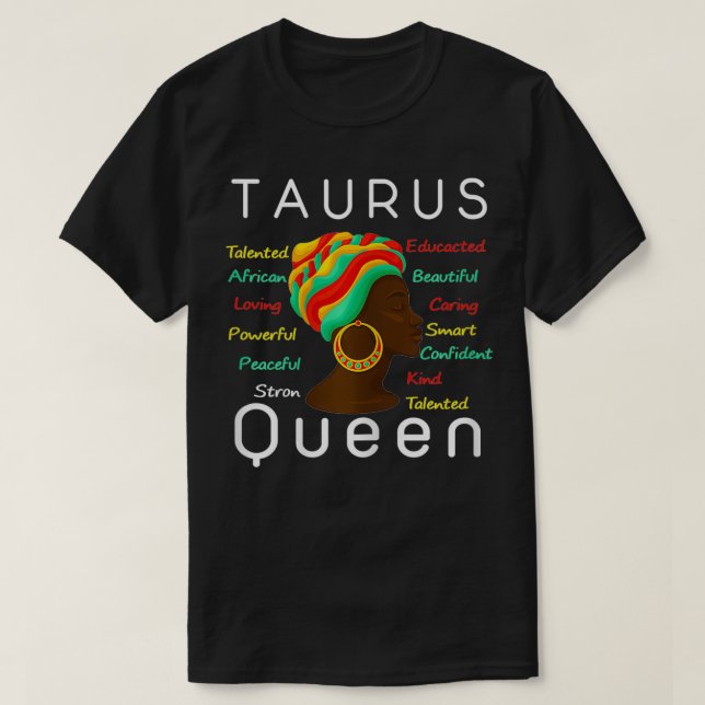 Womens Taurus Queen Afro Horoscope April 20  May 2 T-Shirt (Design Front)