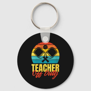Womens teacher off duty pickleball funny pickle key ring